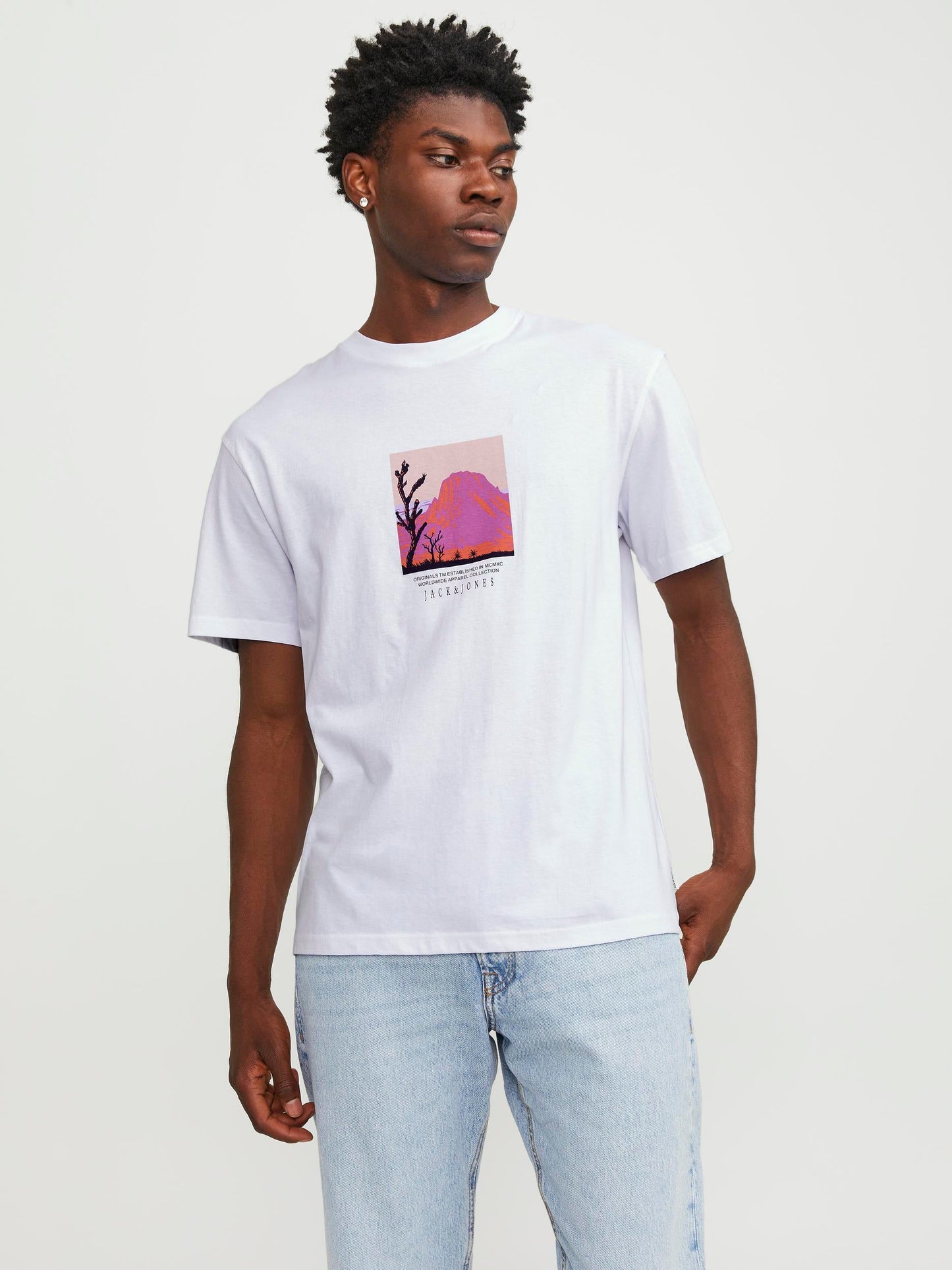 T-Shirt Jack E Jones Jorlucca Graphic Tee Ss Crew Neck BRIGHT WHITE
