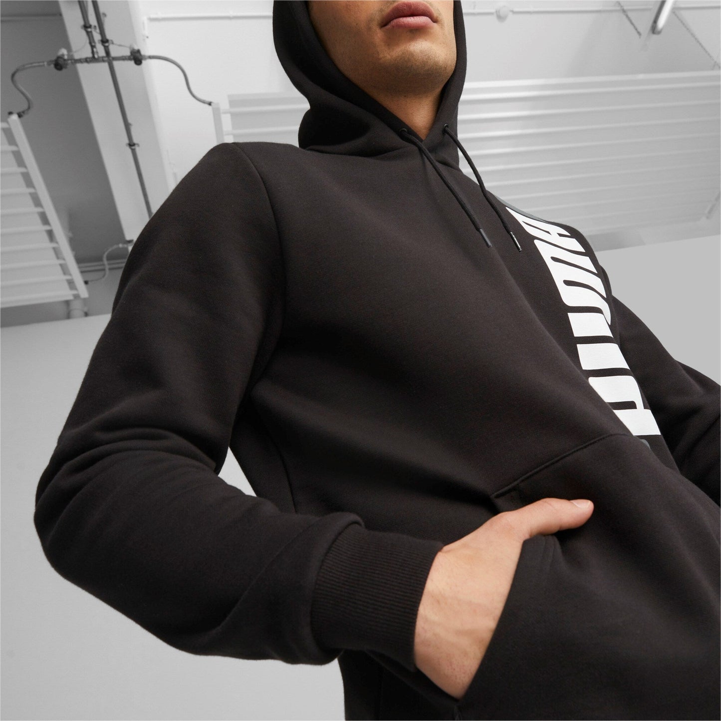Felpa puma Ess+ Logo Lab Hoodie Fl BLACK