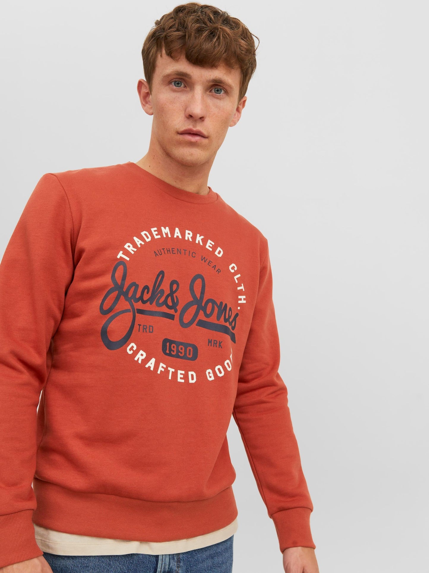 Felpa Jack E jones JJMIKK SWEAT CREW NECK CINNABAR