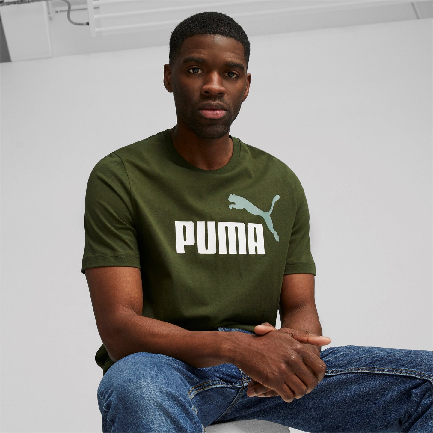 T-Shirt Puma Ess+2 Col logo Tee Verde