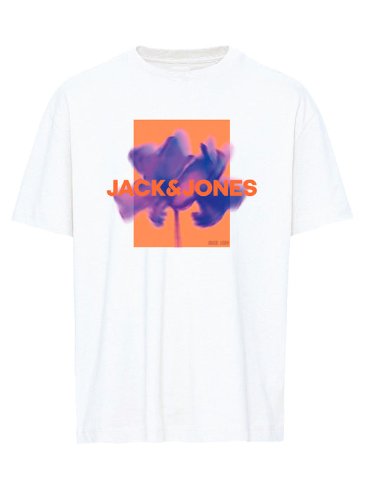 T-Shirt Jack E Jones Jcoflorals Tee Ss Crew Neck Fst Bianca