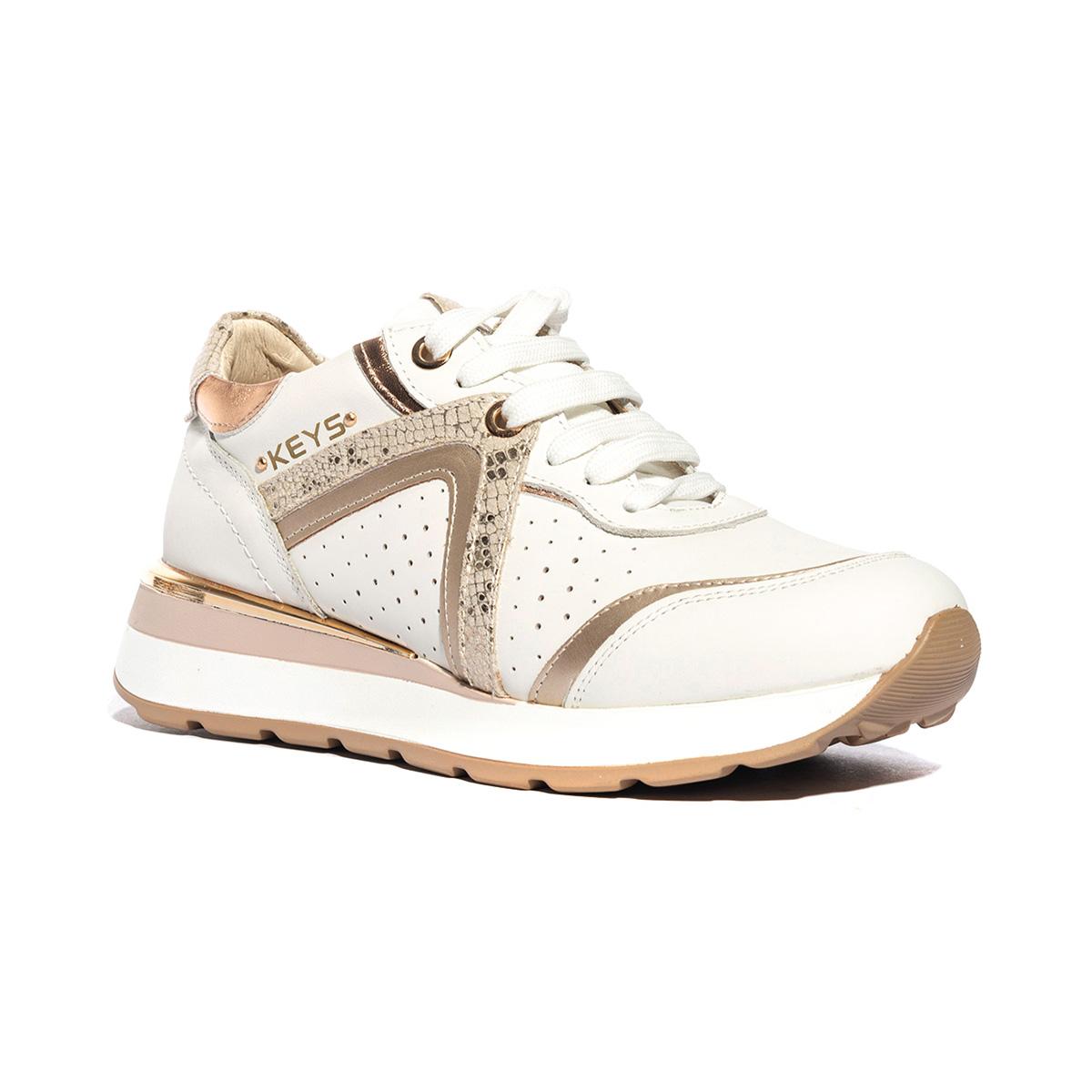 Sneakers Keys K7642 Bianche K7643WHITE GOLD KEYS