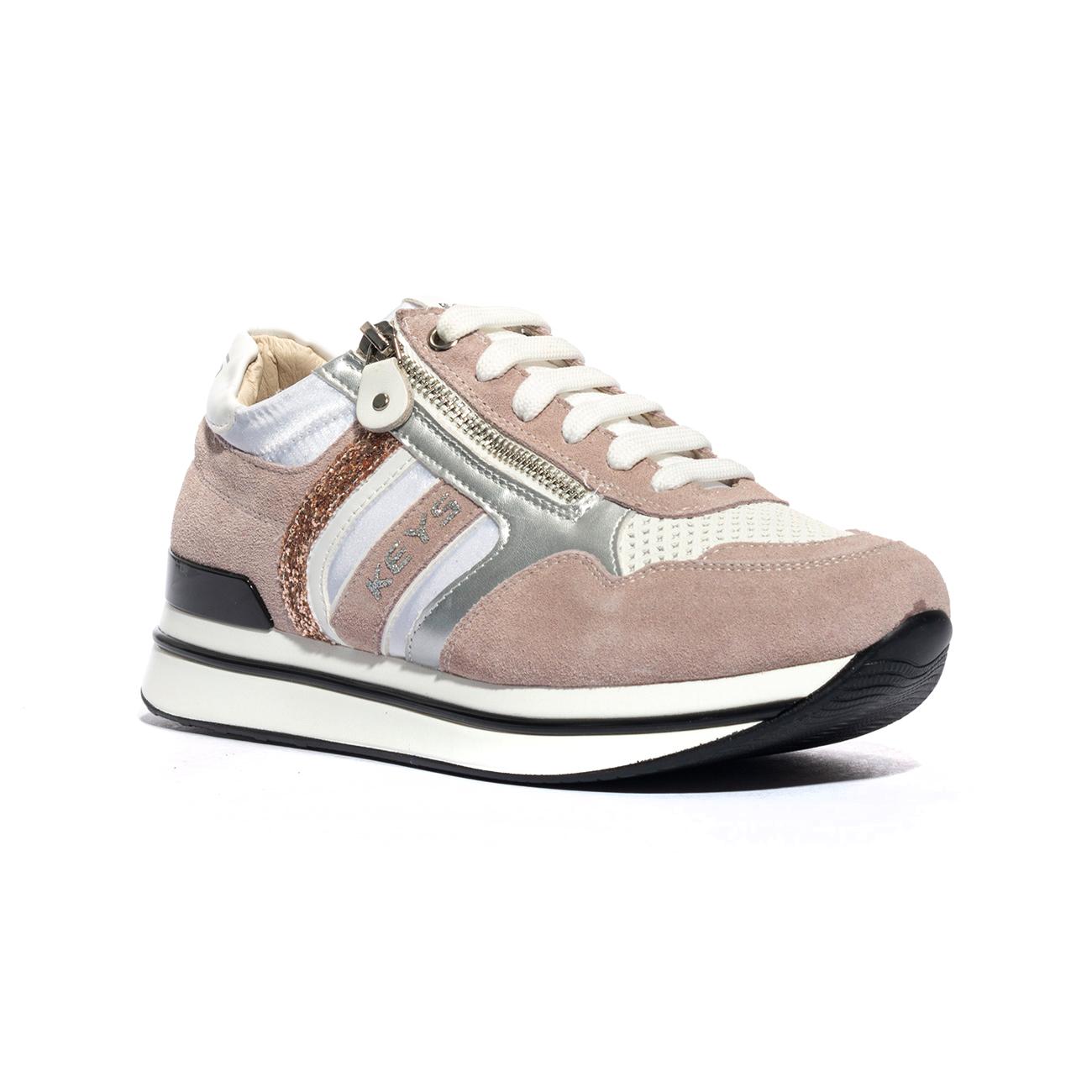 Sneakers Keys K7760 Bianche Rosa K7760WHITE SILVER PLATINO KEYS