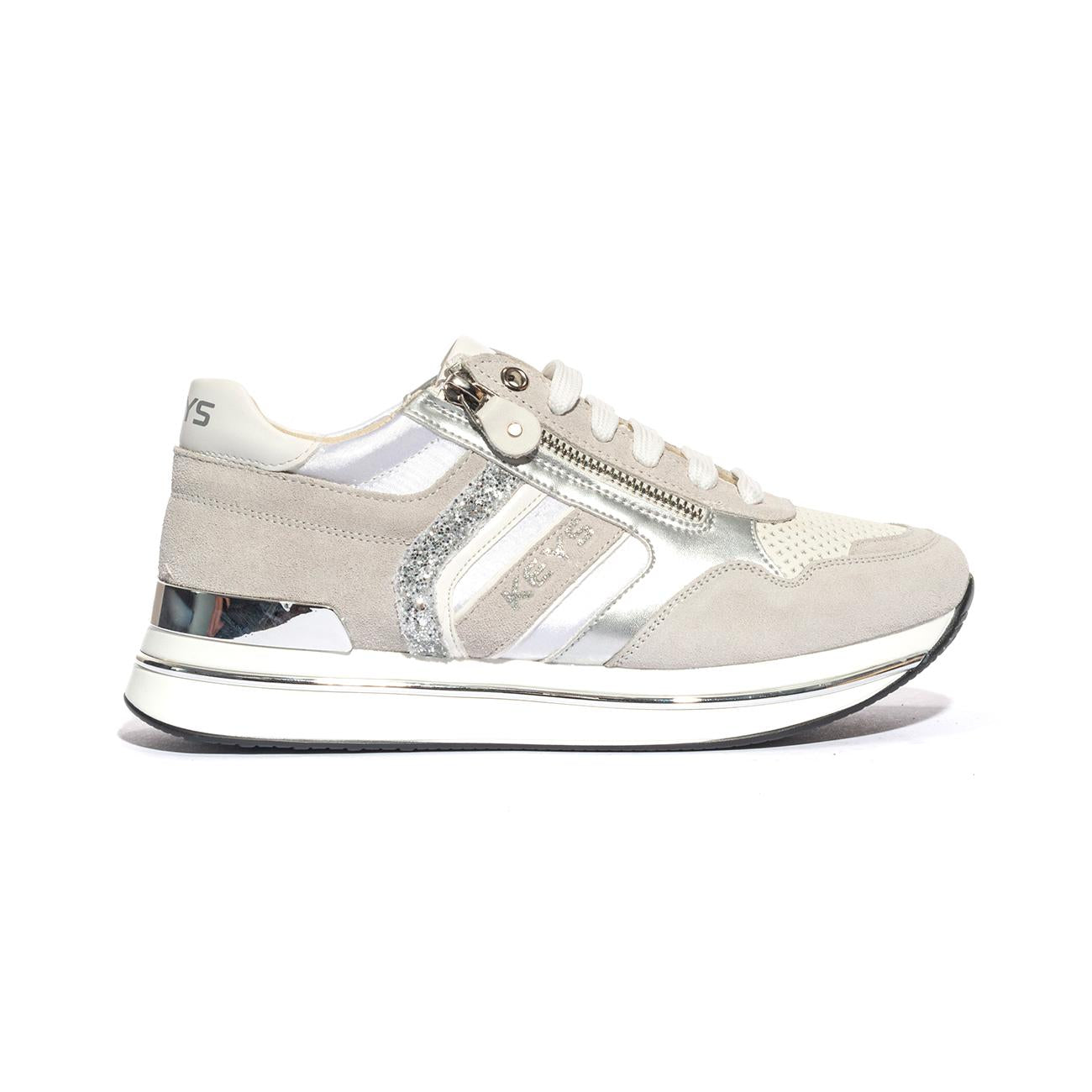 Sneakers Keys K7760 Bianche Argento K7760WHITE SILVER KEYS
