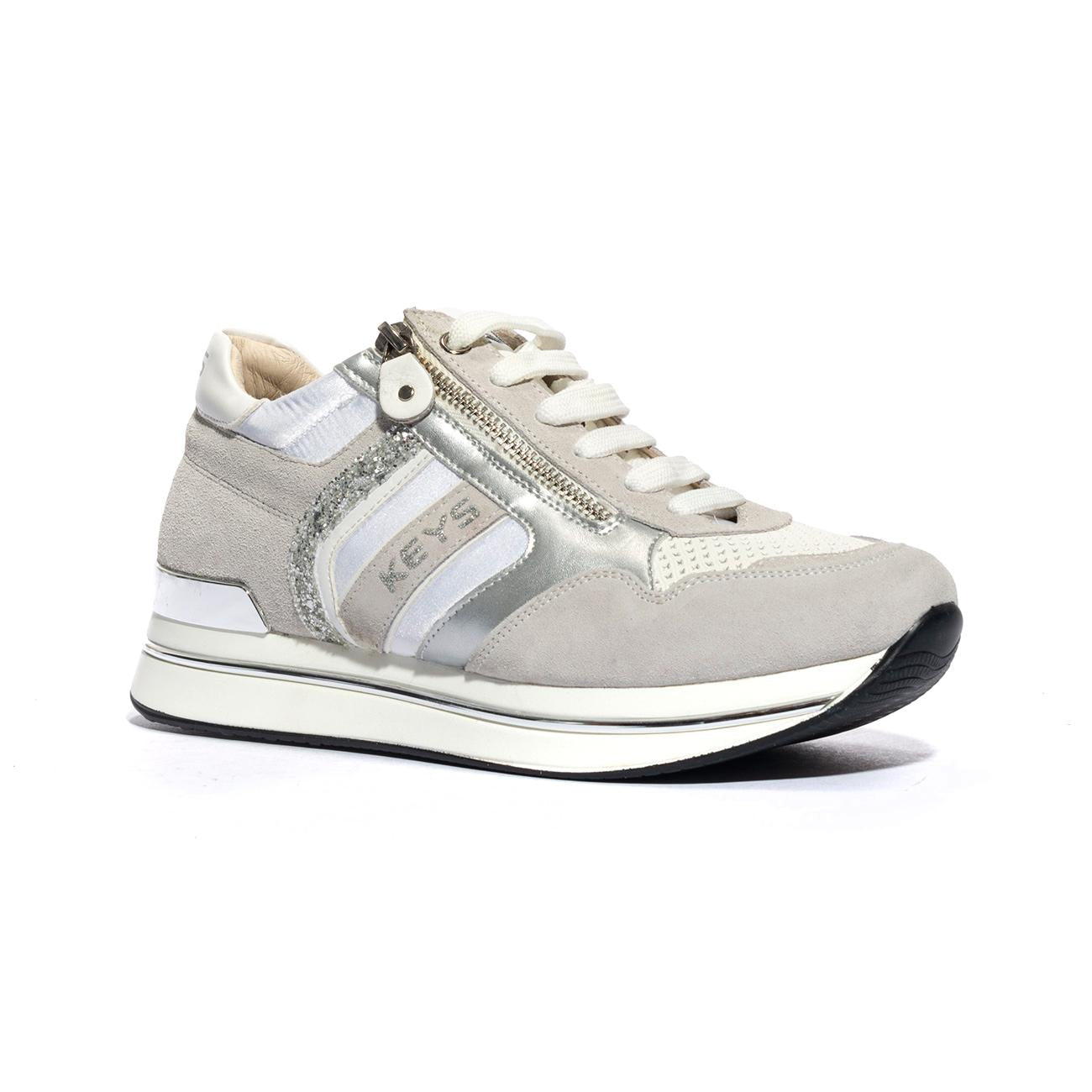 Sneakers Keys K7760 Bianche Argento K7760WHITE SILVER KEYS