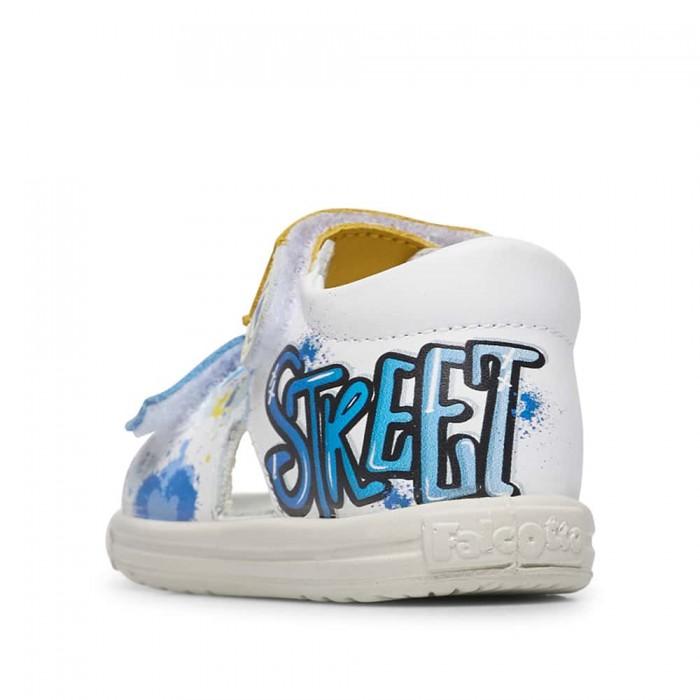 Sandali FALCOTTO KIMOL Bianco blu 0011501041-01-2N76WHITE-OLTREMARE-YELLOW FALCOTTO