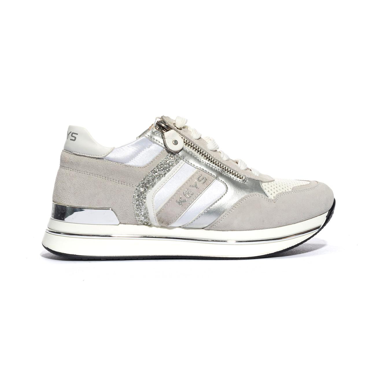 Sneakers Keys K7760 Bianche Argento K7760WHITE SILVER KEYS