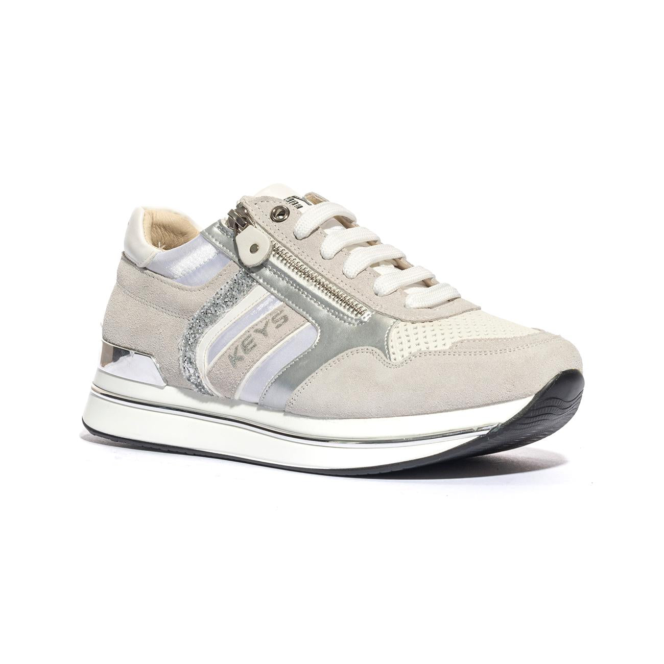 Sneakers Keys K7760 Bianche Argento K7760WHITE SILVER KEYS