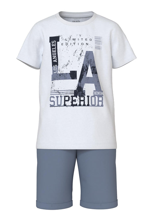 T-Shirt E Pantaloncini Name It Nkmvigano Sweat Set BRIGHT WHITE