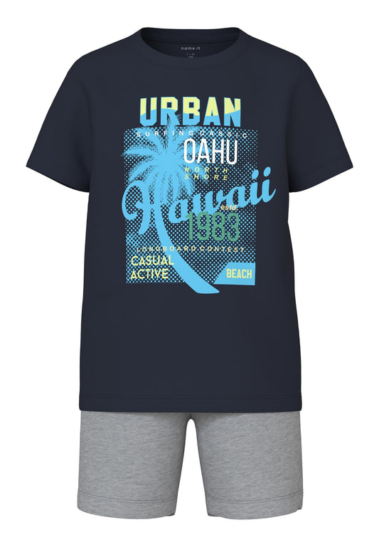 T-Shirt E Pantaloncino Nkmjunik Ss Shorts Set Pb Blu DARK SAPPHIRE