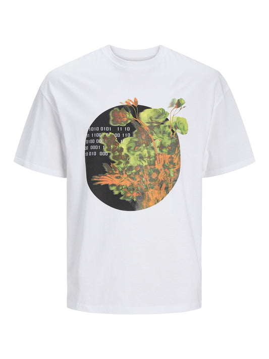 T-Shirt Jack E Jones Jcofloral Tee Ss Crew Neck Gc WHITE