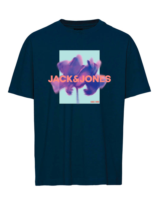 T-Shirt Jack E Jones Jcoflorals Tee Ss Crew Neck Fst ENSIGN BLUE