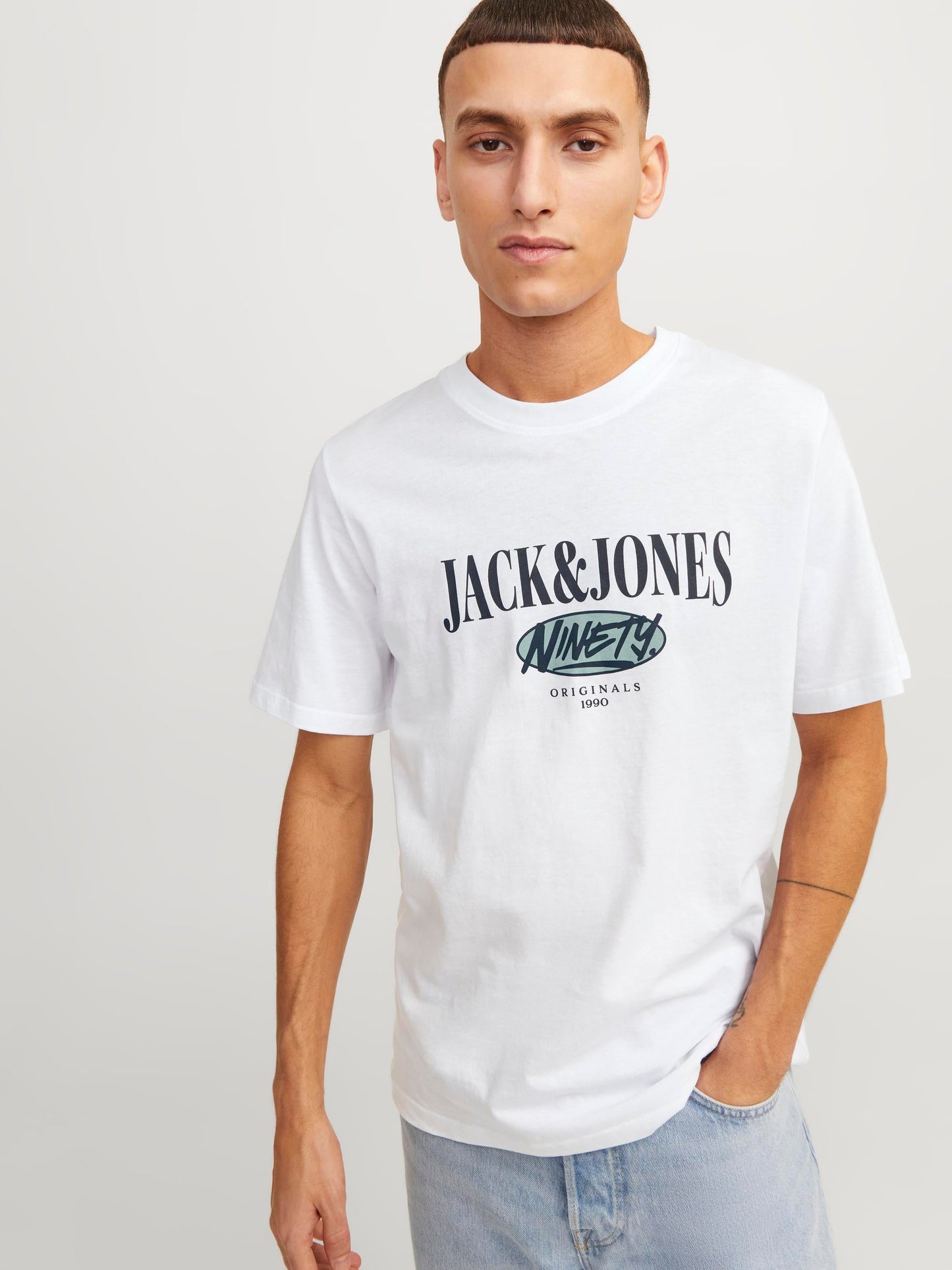 T-Shirt Jack E Jones Jorcobin Tee Ss Crew Neck Ln BRIGHT WHITE