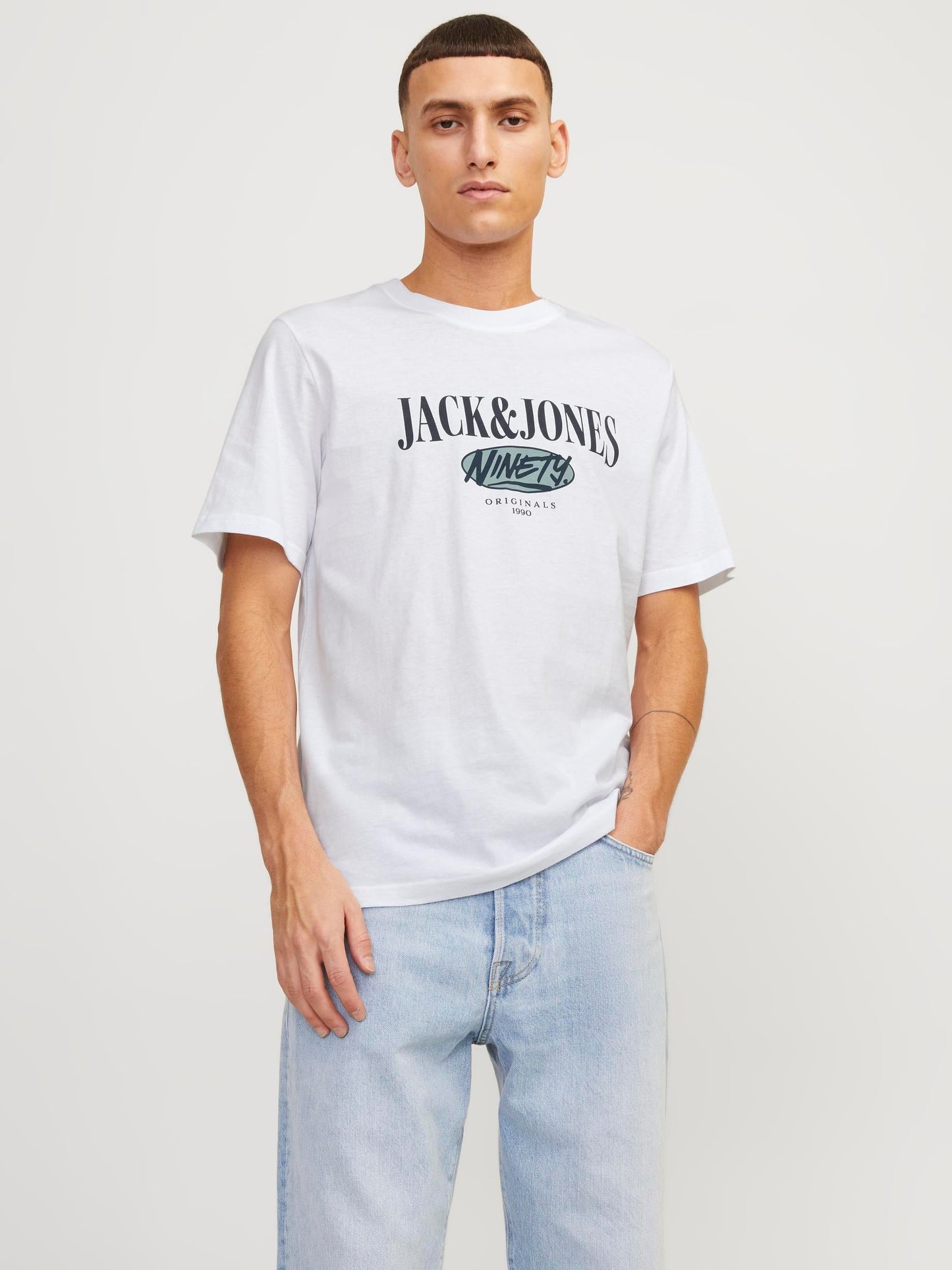 T-Shirt Jack E Jones Jorcobin Tee Ss Crew Neck Ln BRIGHT WHITE