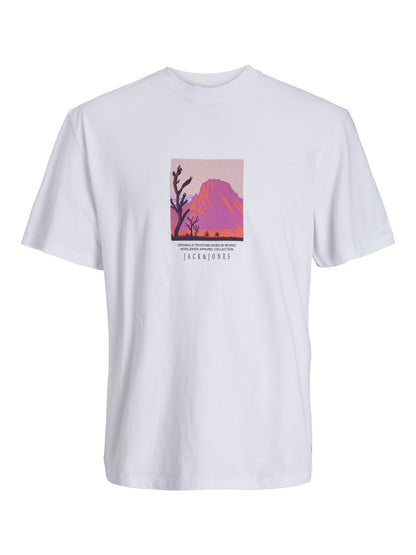 T-Shirt Jack E Jones Jorlucca Graphic Tee Ss Crew Neck BRIGHT WHITE