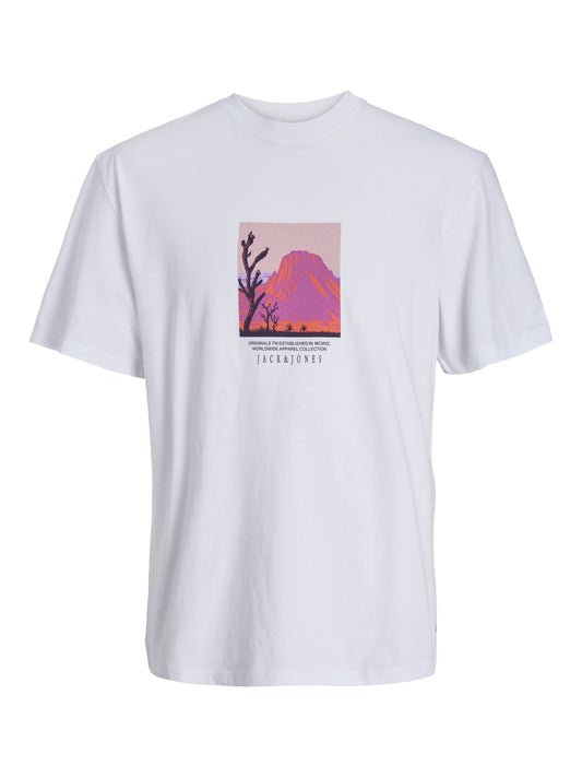 T-Shirt Jack E Jones Jorlucca Graphic Tee Ss Crew Neck BRIGHT WHITE