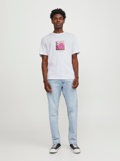 T-Shirt Jack E Jones Jorlucca Graphic Tee Ss Crew Neck BRIGHT WHITE