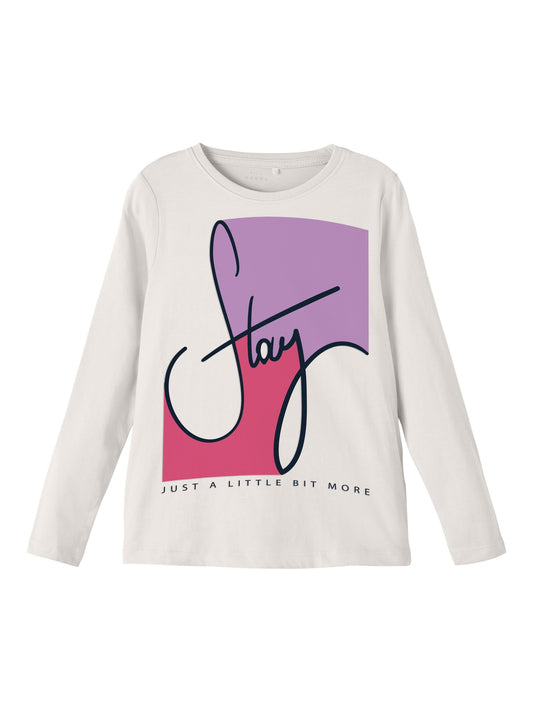 T-Shirt Name It  Nkfviolet Ls Loose Top K1 WHITE ALYSSUM