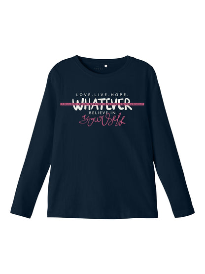 T-Shirt Name It  Nkfviolet Ls Loose Top K1 DARK SAPPHIRE