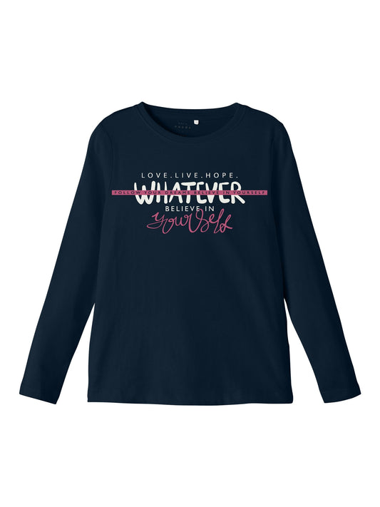 T-Shirt Name It  Nkfviolet Ls Loose Top K1 DARK SAPPHIRE