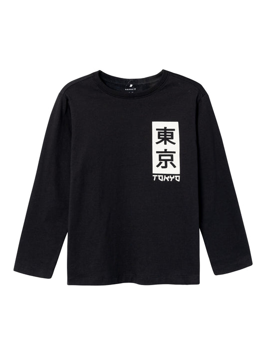 T-Shirt Name It  Nkmsnude Ls Loose Top BLACK