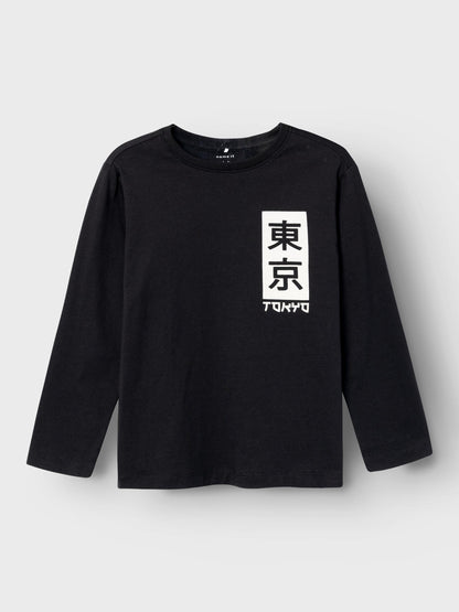 T-Shirt Name It  Nkmsnude Ls Loose Top BLACK