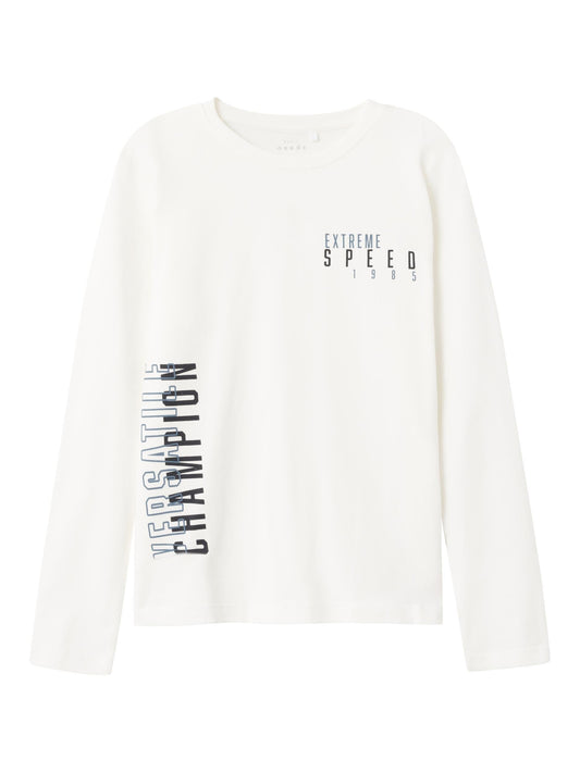 T-Shirt Name It  Nkmvictor Ls Top L1 WHITE ALYSSUM