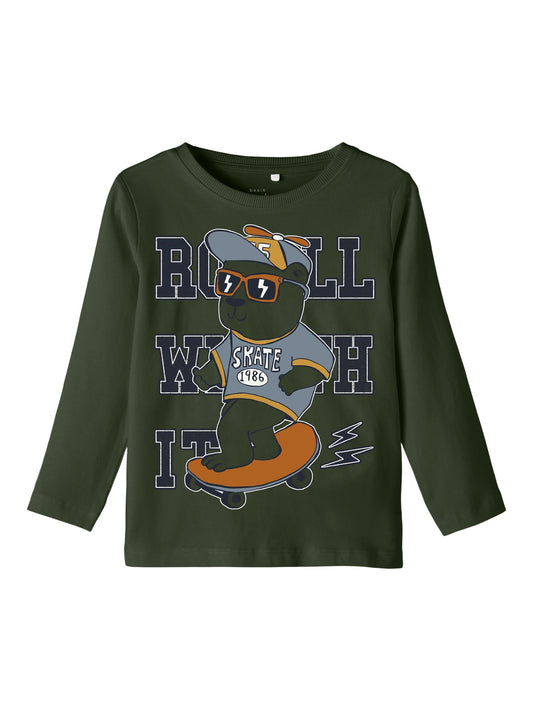 T-Shirt Name It  Nmmvux Ls Top L1 RIFLE GREEN