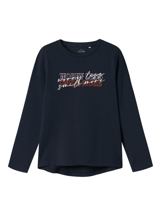 T-shirt Name It NKFVIX LS TOP DARK SAPPHIRE