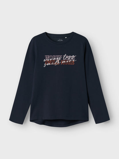 T-shirt Name It NKFVIX LS TOP DARK SAPPHIRE