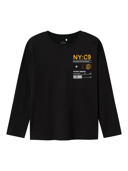 T-shirt Name It NKMVAGNO LS LOOSE TOP BLACK
