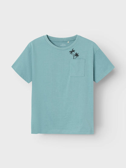 T-Shirt Name It Nkmvilian Ss Boxy Top MINERAL BLUE