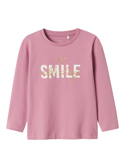 T-shirt Name It NMFOLU LS TOP BOX MAUVE ORCHID