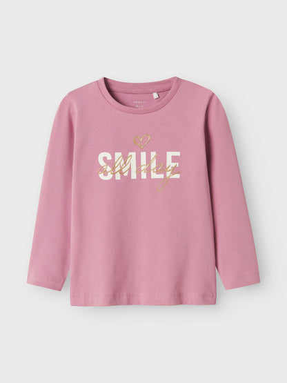 T-shirt Name It NMFOLU LS TOP BOX MAUVE ORCHID