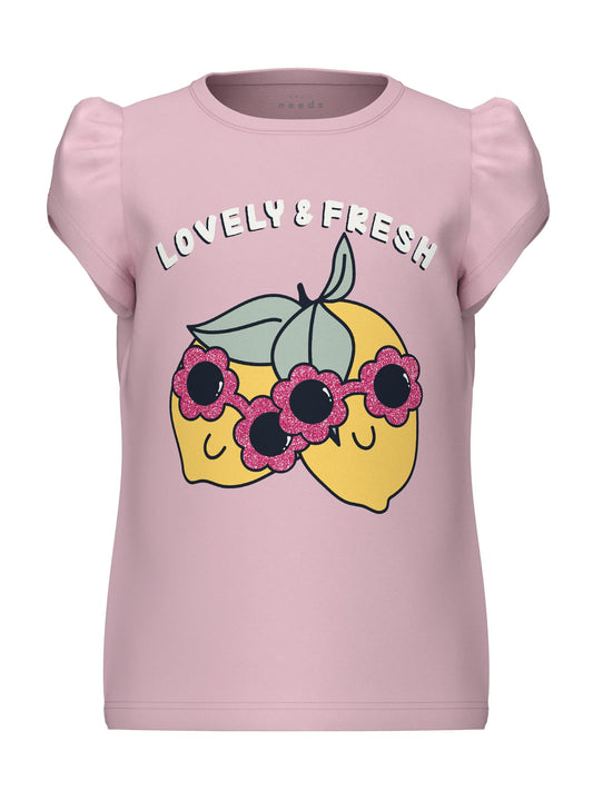 T-Shirt Name It Nmfvibeke Capsl Top PARFAIT PINK