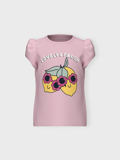 T-Shirt Name It Nmfvibeke Capsl Top PARFAIT PINK