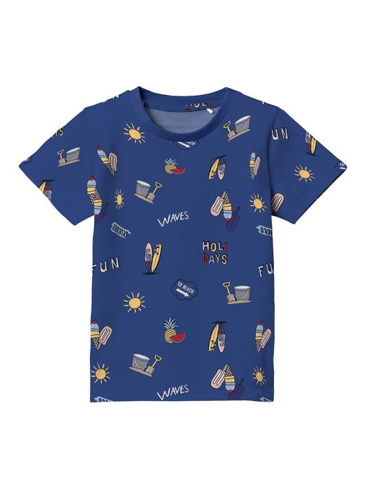 T-Shirt Name It Nmmflyne Ss Top Box CLEMATIS BLUE