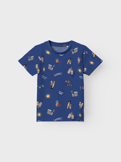 T-Shirt Name It Nmmflyne Ss Top Box CLEMATIS BLUE