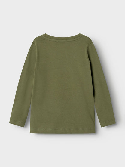 T-shirt Name It NMMORINDO LS TOP PB DEEP LICHEN GREEN