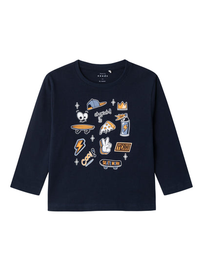 T-Shirt Name It Nmmvagno Ls Loose Top DARK SAPPHIRE