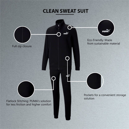 Tuta Puma Clean Sweat Suit FL BLACK