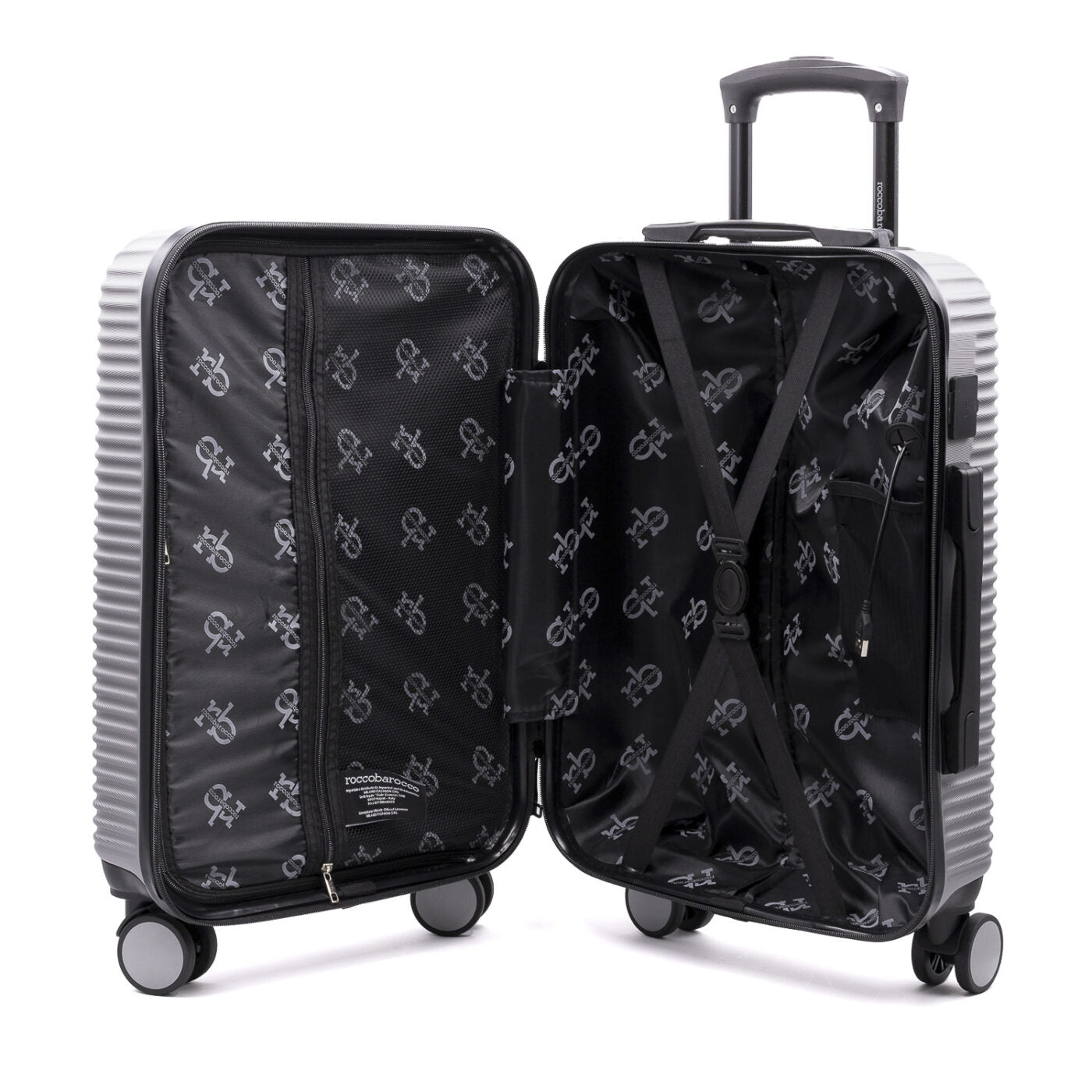 Valigia ADVENTURE Trolley Roccobarocco Nera 55x38x20 Piccola SILVER