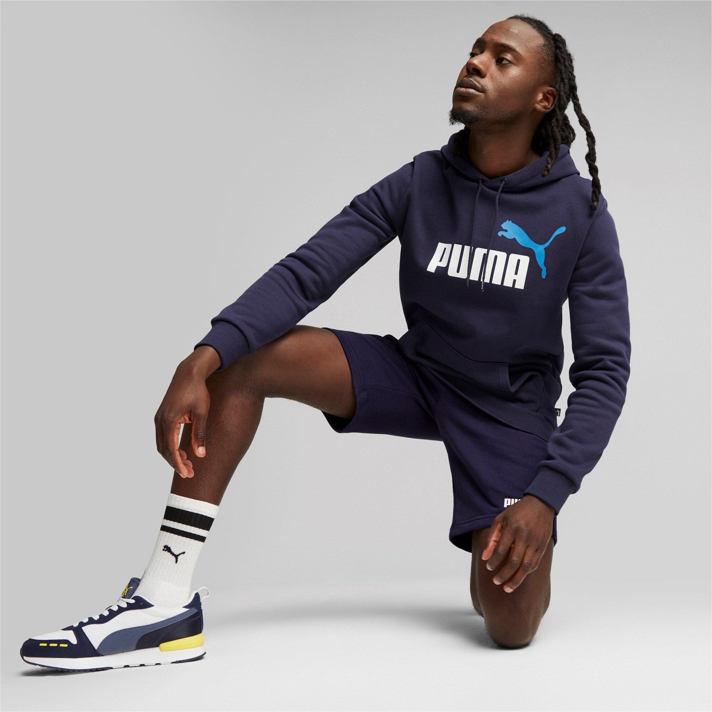 Felpa Puma  ESS+ 2 Col Big Logo Hoodie FL BLUE