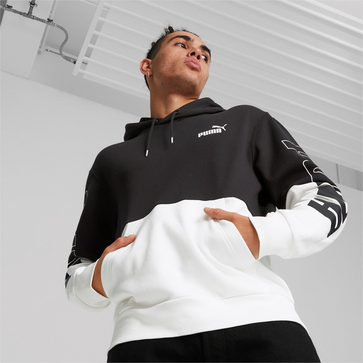 FelpaPuma Power Colorblock Hoodie Fl BIanca BLACK