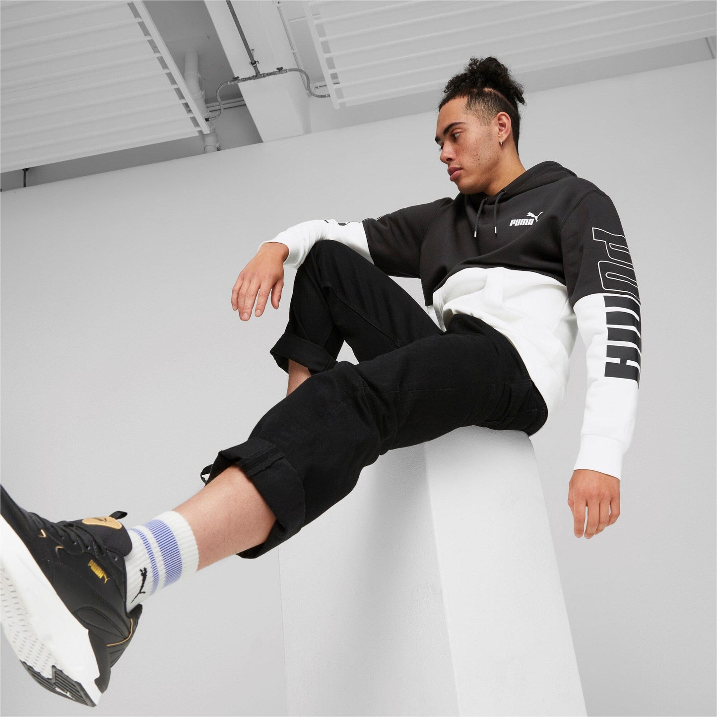 FelpaPuma Power Colorblock Hoodie Fl BIanca BLACK