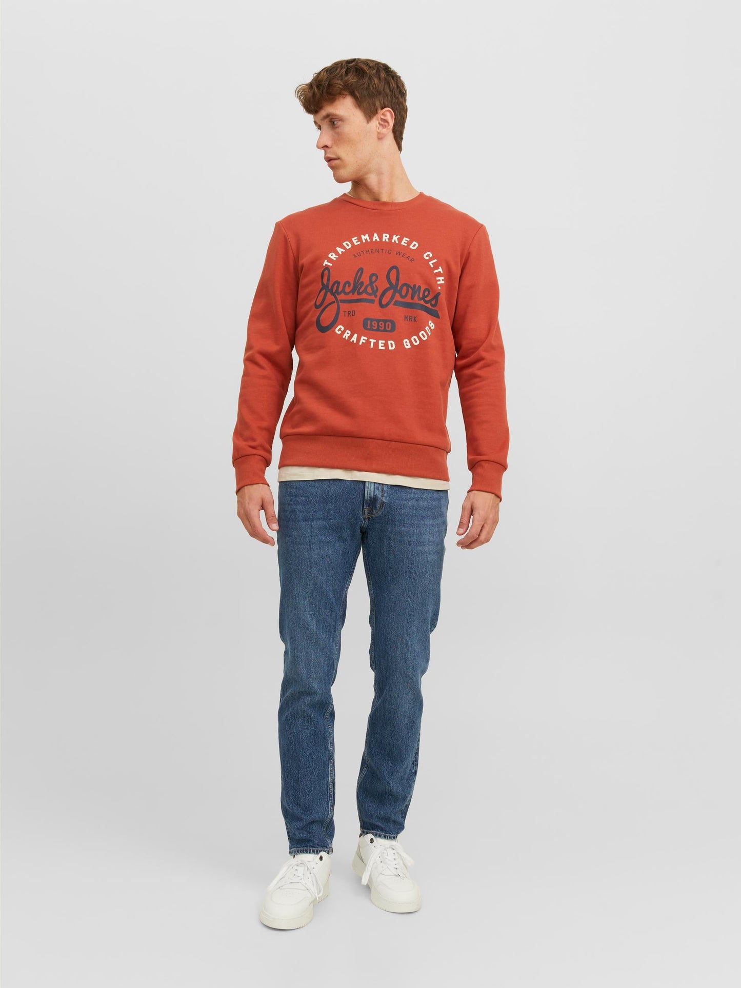 Felpa Jack E jones JJMIKK SWEAT CREW NECK CINNABAR