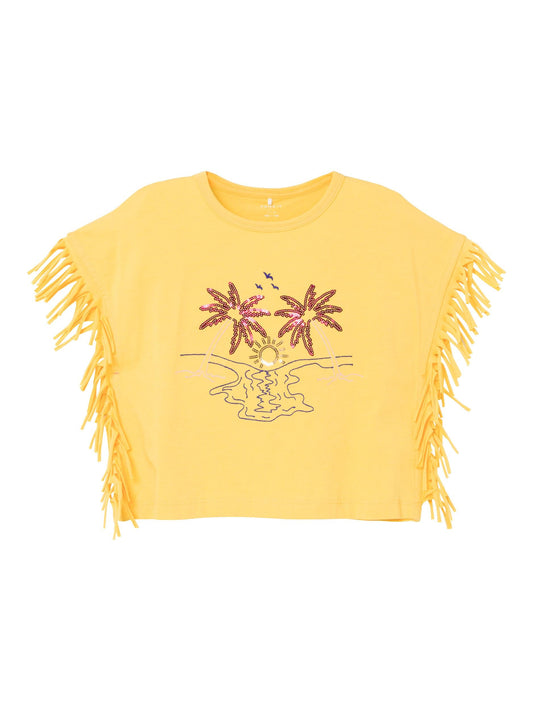 T-Shirt Name It Nkffopper Sl Cropped Top Box YARROW