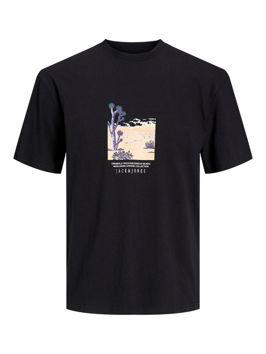 T-Shirt Jack E Jones Jorlucca Graphic Tee Ss Crew Neck BLACK
