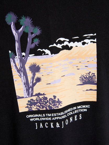 T-Shirt Jack E Jones Jorlucca Graphic Tee Ss Crew Neck BLACK