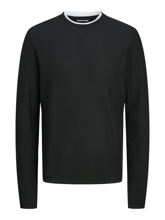 Pulloever Jack E Jones JJTWINN KNIT CREW NECK BLACK
